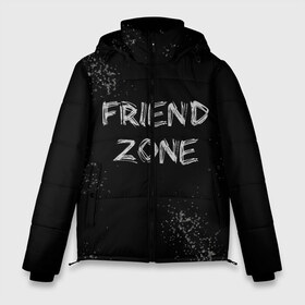Мужская зимняя куртка 3D с принтом FRIEND ZONE в Новосибирске, верх — 100% полиэстер; подкладка — 100% полиэстер; утеплитель — 100% полиэстер | длина ниже бедра, свободный силуэт Оверсайз. Есть воротник-стойка, отстегивающийся капюшон и ветрозащитная планка. 

Боковые карманы с листочкой на кнопках и внутренний карман на молнии. | friend | zone | белая | девушка | девушке | другу | друзья | звезды | зона | любимой | люблю | минимализм | надпись | не | отношения | парень | парню | подарок | подруге | подружке | просто | только | френд