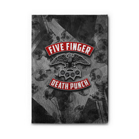 Обложка для автодокументов с принтом Five Finger Death Punch в Новосибирске, натуральная кожа |  размер 19,9*13 см; внутри 4 больших “конверта” для документов и один маленький отдел — туда идеально встанут права | 5fdp | death | ffdp | finger | five | five finger death punch | punch | грув метал