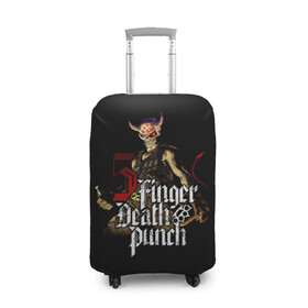 Чехол для чемодана 3D с принтом Five Finger Death Punch в Новосибирске, 86% полиэфир, 14% спандекс | двустороннее нанесение принта, прорези для ручек и колес | 5fdp | death | ffdp | finger | five | five finger death punch | punch | грув метал
