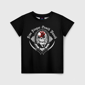 Детская футболка 3D с принтом Five Finger Death Punch в Новосибирске, 100% гипоаллергенный полиэфир | прямой крой, круглый вырез горловины, длина до линии бедер, чуть спущенное плечо, ткань немного тянется | 5fdp | death | ffdp | finger | five | five finger death punch | punch | грув метал
