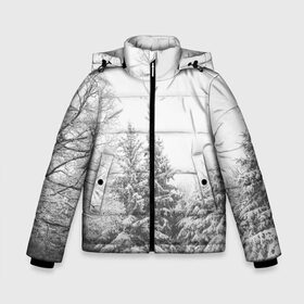 Зимняя куртка для мальчиков 3D с принтом Winter Storm в Новосибирске, ткань верха — 100% полиэстер; подклад — 100% полиэстер, утеплитель — 100% полиэстер | длина ниже бедра, удлиненная спинка, воротник стойка и отстегивающийся капюшон. Есть боковые карманы с листочкой на кнопках, утяжки по низу изделия и внутренний карман на молнии. 

Предусмотрены светоотражающий принт на спинке, радужный светоотражающий элемент на пуллере молнии и на резинке для утяжки | Тематика изображения на принте: winter | белый | деревья | ели | ель | заснеженный | зима | зимний | искусство | лес | природа | снег | снежная | текстура | текстуры | шторм