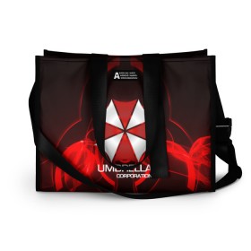 Сумка-шоппер 3D с принтом Umbrella Corp в Новосибирске, 100% полиэстер | застегивается на металлическую кнопку; внутренний карман застегивается на молнию. Стенки укреплены специальным мягким материалом, чтобы защитить содержимое от несильных ударов
 | biohazard | biohazard 7 | crocodile | fang | game | hand | monster | new umbrella | resident evil | resident evil 7 | umbrella | umbrella corp | umbrella corporation | zombie | обитель