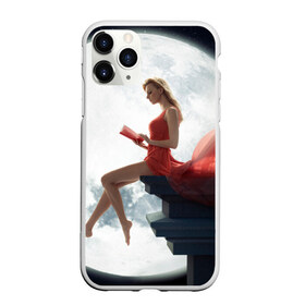 Чехол для iPhone 11 Pro Max матовый с принтом На Луне в Новосибирске, Силикон |  | book | girl | girls | moon | night | reading a book | town | город | девушка | девушки | книга | красное платье | луна | на луне | ночь | читать книгу