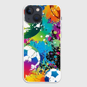 Чехол для iPhone 13 mini с принтом Football Paints в Новосибирске,  |  | Тематика изображения на принте: art | ball | football | paint | spray | texture | арт | брызги | краски | мяч | текстура | футбол