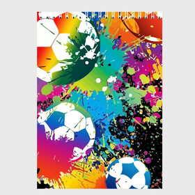 Скетчбук с принтом Football Paints в Новосибирске, 100% бумага
 | 48 листов, плотность листов — 100 г/м2, плотность картонной обложки — 250 г/м2. Листы скреплены сверху удобной пружинной спиралью | art | ball | football | paint | spray | texture | арт | брызги | краски | мяч | текстура | футбол