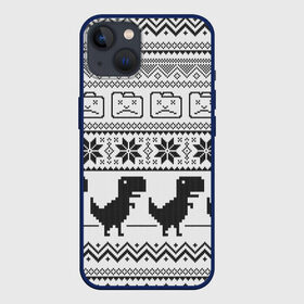 Чехол для iPhone 13 с принтом Свитер с T rexами в Новосибирске,  |  | game | t rex | арнамент | бабушке | бежит | браузер | внуку | вязаный | вязь | гугл | девушке | дед | дочке | женщине | игры | интернет | любим | маме | мужчине | п | папе | парню | пиксель | подарок | свитер