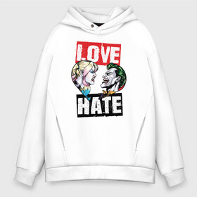 Мужское худи Oversize хлопок с принтом Love Hate в Новосибирске, френч-терри — 70% хлопок, 30% полиэстер. Мягкий теплый начес внутри —100% хлопок | боковые карманы, эластичные манжеты и нижняя кромка, капюшон на магнитной кнопке | harleen quinzel | harley | harley quin | harley quinn | shtatharley | джокер | джокир | лав | сердца | харли квин | харли квинн | харли куин | харли куинн | харлин квинзель | хейт