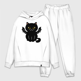 Мужской костюм хлопок OVERSIZE с принтом Black angel в Новосибирске,  |  | angel | black | cat | ears | eyes | fangs | kitten | moustache | nose | paws | tail | wings | клыки | кот | кошка | крылья | нос | усы | уши | хвост | черный