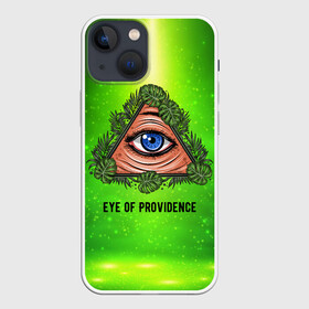 Чехол для iPhone 13 mini с принтом Всевидящее око в Новосибирске,  |  | всевидящее око | глаз | за тобой наблюдают | заговор | зрачок | креатив | листва | листья | масон | масоны | наблюдение | сговор | треугольник