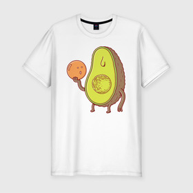 Мужская футболка хлопок Slim с принтом Авокадо в Новосибирске, 92% хлопок, 8% лайкра | приталенный силуэт, круглый вырез ворота, длина до линии бедра, короткий рукав | avocado | vegan | vegetarian | авокадо | веган | вегетарианство