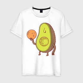 Мужская футболка хлопок с принтом Авокадо в Новосибирске, 100% хлопок | прямой крой, круглый вырез горловины, длина до линии бедер, слегка спущенное плечо. | avocado | vegan | vegetarian | авокадо | веган | вегетарианство