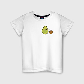 Детская футболка хлопок с принтом Авокадо в Новосибирске, 100% хлопок | круглый вырез горловины, полуприлегающий силуэт, длина до линии бедер | avocado | vegan | vegetarian | авокадо | веган | вегетарианство