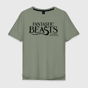 Мужская футболка хлопок Oversize с принтом Fantastic Beasts в Новосибирске, 100% хлопок | свободный крой, круглый ворот, “спинка” длиннее передней части | fantastic beasts | jacob kowalski | newt scamander | niffler | queenie | tina | vdgerir