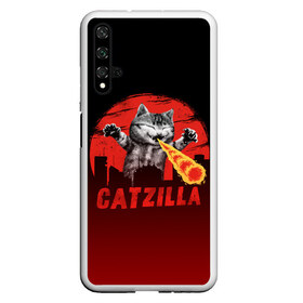 Чехол для Honor 20 с принтом CATZILLA в Новосибирске, Силикон | Область печати: задняя сторона чехла, без боковых панелей | catzilla | годзилла | кот | котик | кошка | кэтзилла | мимими | прикол | прикольная