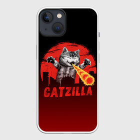 Чехол для iPhone 13 с принтом CATZILLA | КЭТЗИЛЛА в Новосибирске,  |  | catzilla | годзилла | кот | котик | кошка | кэтзилла | мимими | прикол | прикольная