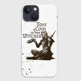 Чехол для iPhone 13 mini с принтом ВЕДЬМАКУ ЗАПЛАТИТЕ в Новосибирске,  |  | geralt | the witcher | the witcher wild hunt | witcher | wolf | ведьмак | ведьмак 3 | волк | геральт | охотник