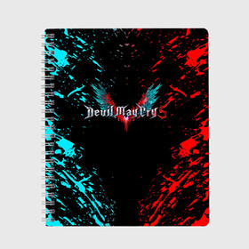Тетрадь с принтом DEVIL MAY CRY в Новосибирске, 100% бумага | 48 листов, плотность листов — 60 г/м2, плотность картонной обложки — 250 г/м2. Листы скреплены сбоку удобной пружинной спиралью. Уголки страниц и обложки скругленные. Цвет линий — светло-серый
 | dante | devil may cry | devil may cry 5 | dmc | game | hell | play | sword | ад | данте | игры | меч