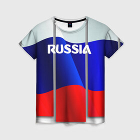 Женская футболка 3D с принтом Россия. в Новосибирске, 100% полиэфир ( синтетическое хлопкоподобное полотно) | прямой крой, круглый вырез горловины, длина до линии бедер | 8 | 8 марта | russia | весна | женский день | идея подарка | любимой | март | международный женский день | наша раша | патриотизм | подарок | праздник | раша | россия | россия 2020 | ст | штамп | я русский