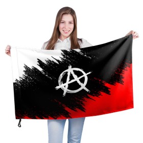 Флаг 3D с принтом АНАРХИЯ в Новосибирске, 100% полиэстер | плотность ткани — 95 г/м2, размер — 67 х 109 см. Принт наносится с одной стороны | anarchy | riot | rock | анархия | бунт | знаки | музыка | панки | рок | символ