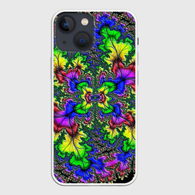 Чехол для iPhone 13 mini с принтом НЕОНОВЫЙ ЦВЕТОК в Новосибирске,  |  | abstract | abstraction | color | fractal | geometry | paitnt | polygon | polygonal | psy | абстракция | геометрия | краски | неоновые | полигоны | психоделика | фрактал