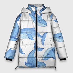 Женская зимняя куртка 3D с принтом Косяк китов в Новосибирске, верх — 100% полиэстер; подкладка — 100% полиэстер; утеплитель — 100% полиэстер | длина ниже бедра, силуэт Оверсайз. Есть воротник-стойка, отстегивающийся капюшон и ветрозащитная планка. 

Боковые карманы с листочкой на кнопках и внутренний карман на молнии | Тематика изображения на принте: арт | карандашом | кит | киты | красками | море | моря | океан | океаны | под водой | рисунок