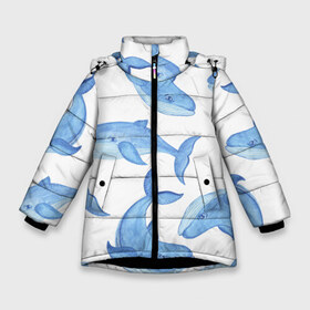 Зимняя куртка для девочек 3D с принтом Косяк китов в Новосибирске, ткань верха — 100% полиэстер; подклад — 100% полиэстер, утеплитель — 100% полиэстер. | длина ниже бедра, удлиненная спинка, воротник стойка и отстегивающийся капюшон. Есть боковые карманы с листочкой на кнопках, утяжки по низу изделия и внутренний карман на молнии. 

Предусмотрены светоотражающий принт на спинке, радужный светоотражающий элемент на пуллере молнии и на резинке для утяжки. | арт | карандашом | кит | киты | красками | море | моря | океан | океаны | под водой | рисунок