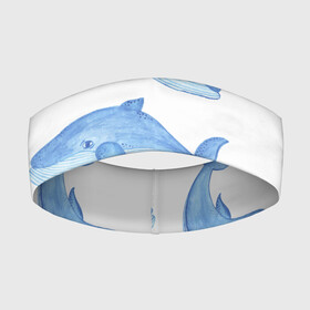 Повязка на голову 3D с принтом Косяк китов в Новосибирске,  |  | арт | карандашом | кит | киты | красками | море | моря | океан | океаны | под водой | рисунок