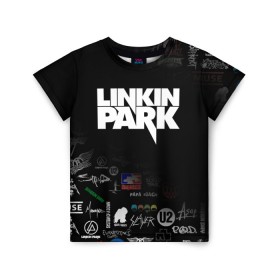 Детская футболка 3D с принтом LINKIN PARK в Новосибирске, 100% гипоаллергенный полиэфир | прямой крой, круглый вырез горловины, длина до линии бедер, чуть спущенное плечо, ткань немного тянется | Тематика изображения на принте: chester bennington | linkin park | mike shinoda | альтернативный метал | альтернативный рок | линкин парк | майк шинода | ню метал | поп музыка | поп рок | рэп метал | рэп рок | электроник рок