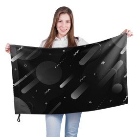Флаг 3D с принтом Падение комет в космосе в Новосибирске, 100% полиэстер | плотность ткани — 95 г/м2, размер — 67 х 109 см. Принт наносится с одной стороны | 