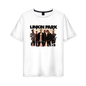 Женская футболка хлопок Oversize с принтом LINKIN PARK в Новосибирске, 100% хлопок | свободный крой, круглый ворот, спущенный рукав, длина до линии бедер
 | chester bennington | linkin park | mike shinoda | альтернативный метал | альтернативный рок | линкин парк | майк шинода | ню метал | поп музыка | поп рок | рэп метал | рэп рок | электроник рок