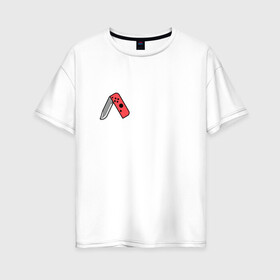 Женская футболка хлопок Oversize с принтом Nintendo knife в Новосибирске, 100% хлопок | свободный крой, круглый ворот, спущенный рукав, длина до линии бедер
 | nintendo | nintendo switch | игра | игровая приставка | консоль | нинтендо свитч | нож | прикольная картинка