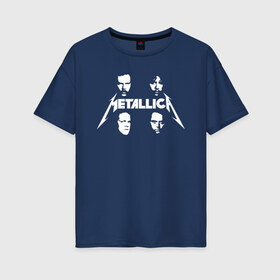 Женская футболка хлопок Oversize с принтом Metallica в Новосибирске, 100% хлопок | свободный крой, круглый ворот, спущенный рукав, длина до линии бедер
 | 