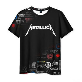 Мужская футболка 3D с принтом Metallica в Новосибирске, 100% полиэфир | прямой крой, круглый вырез горловины, длина до линии бедер | james alan hetfield | джеймс хетфилд | кирк хэмметт | ларс ульрих | металлика | музыка | роберт трухильо | трэш метал | хеви метал