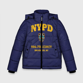 Зимняя куртка для мальчиков 3D с принтом Бруклин 9-9 департамент NYPD в Новосибирске, ткань верха — 100% полиэстер; подклад — 100% полиэстер, утеплитель — 100% полиэстер | длина ниже бедра, удлиненная спинка, воротник стойка и отстегивающийся капюшон. Есть боковые карманы с листочкой на кнопках, утяжки по низу изделия и внутренний карман на молнии. 

Предусмотрены светоотражающий принт на спинке, радужный светоотражающий элемент на пуллере молнии и на резинке для утяжки | 99 | brooklyn 99 | police | бруклин | бруклин 9 9 | девять девять | департамент | джейк | джеффордс | значок | логотип | нью йорк | перальта | сериал | терри | чарльз бойл
