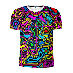 Мужская футболка 3D спортивная с принтом Психоделика в Новосибирске, 100% полиэстер с улучшенными характеристиками | приталенный силуэт, круглая горловина, широкие плечи, сужается к линии бедра | acid | hyper | neon | абстракция | дискотека | кислота | кислотная футболка | кислотный | клуб | клубная | неон | неоновый свет | ночной | растаман | трип | хайп | хайпер | яркий