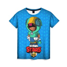 Женская футболка 3D с принтом brawl star original leon в Новосибирске, 100% полиэфир ( синтетическое хлопкоподобное полотно) | прямой крой, круглый вырез горловины, длина до линии бедер | leon | биби | бравл | бравлстарс | брок | ворон | джесси | дэрилл | леон | мортис | нита | пока | рикошет | роза | спайк | старс | тара | шелли