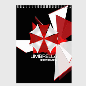 Скетчбук с принтом UMBRELLA CORP в Новосибирске, 100% бумага
 | 48 листов, плотность листов — 100 г/м2, плотность картонной обложки — 250 г/м2. Листы скреплены сверху удобной пружинной спиралью | biohazard | biohazard 7 | crocodile | fang | game | hand | monster | new umbrella | resident evil | resident evil 7 | umbrella | umbrella corp | umbrella corporation | zombie | обител