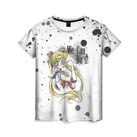 Женская футболка 3D с принтом Sailor Moon. We can do it! в Новосибирске, 100% полиэфир ( синтетическое хлопкоподобное полотно) | прямой крой, круглый вырез горловины, длина до линии бедер | ami | girl | mizuno | moon | sailor | tsukino | usagi | ами | банни | волшебница | девушка | малышка | махо сёдзё | мидзуно | минако | мун | рэй | сейлор | усаги | хино | цукино | чибиуса