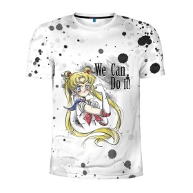 Мужская футболка 3D спортивная с принтом Sailor Moon. We can do it! в Новосибирске, 100% полиэстер с улучшенными характеристиками | приталенный силуэт, круглая горловина, широкие плечи, сужается к линии бедра | Тематика изображения на принте: ami | girl | mizuno | moon | sailor | tsukino | usagi | ами | банни | волшебница | девушка | малышка | махо сёдзё | мидзуно | минако | мун | рэй | сейлор | усаги | хино | цукино | чибиуса