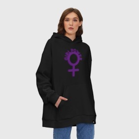 Худи SuperOversize хлопок с принтом Girl Power 3D в Новосибирске, 70% хлопок, 30% полиэстер, мягкий начес внутри | карман-кенгуру, эластичная резинка на манжетах и по нижней кромке, двухслойный капюшон
 | 