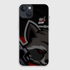 Чехол для iPhone 13 с принтом Форма Bad Raccoon в Новосибирске,  |  | design | logo | mascot | баскетбол | герои | животное | зверек | звери | киберспорт | мех | оружие | скунс | спортивная | стиль | талисман | фитнес | форма | футбол | яркие