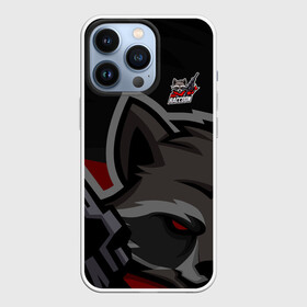 Чехол для iPhone 13 Pro с принтом Форма Bad Raccoon в Новосибирске,  |  | design | logo | mascot | баскетбол | герои | животное | зверек | звери | киберспорт | мех | оружие | скунс | спортивная | стиль | талисман | фитнес | форма | футбол | яркие