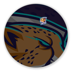 Коврик для мышки круглый с принтом Форма Cheetah в Новосибирске, резина и полиэстер | круглая форма, изображение наносится на всю лицевую часть | design | logo | mascot | баскетбол | гепард | герои | животное | звери | зверь | киберспорт | кошка | охота | рысь | спортивная | стиль | талисман | фитнес | форма | футбол | хищник | яркие