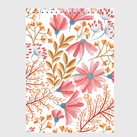 Скетчбук с принтом Цветы в Новосибирске, 100% бумага
 | 48 листов, плотность листов — 100 г/м2, плотность картонной обложки — 250 г/м2. Листы скреплены сверху удобной пружинной спиралью | doodling | pattern | textures | tiles | ветви | дудлинг | листья | паттерны | природа | рисунок | тайлы | текстуры | фон | цветы