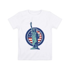 Детская футболка хлопок с принтом Usa Liberty Statue в Новосибирске, 100% хлопок | круглый вырез горловины, полуприлегающий силуэт, длина до линии бедер | friends | liberty | liberty statue | logo | new york | statue | usa | друзья | нью йорк | статуя | статуя свободы | сша