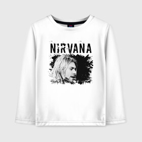 Детский лонгслив хлопок с принтом NIRVANA в Новосибирске, 100% хлопок | круглый вырез горловины, полуприлегающий силуэт, длина до линии бедер | cobain | kurt donald cobain | nirvana | smile | альтернативный рок | гранж | дэйв грол | крист новоселич | курт кобейн | нирвана | смайл