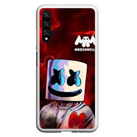 Чехол для Honor 20 с принтом MARSHMELLO в Новосибирске, Силикон | Область печати: задняя сторона чехла, без боковых панелей | marshmello | music | дым | зефир | зефирка | лого | лого marshmello | лого маршмеллоу | логотип | логотип marshmello | логотип маршмеллоу | маршиеллоу | маска | музыка | музыкант