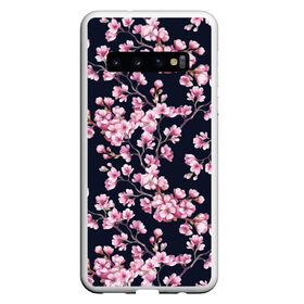 Чехол для Samsung Galaxy S10 с принтом Сакура в Новосибирске, Силикон | Область печати: задняя сторона чехла, без боковых панелей | Тематика изображения на принте: 8 марта | sakura | дерево в цветах | листья | сакура | цветы
