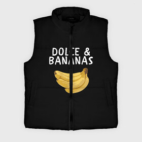 Мужской жилет утепленный 3D с принтом Dolce and Bananas в Новосибирске,  |  | banana | dolce and gabbana | банан | бананы | дольче и габбана | на английском | на иностранном | надписи на английском | надпись | прикольные надписи | слово | слоган | со словом | чёрно белая