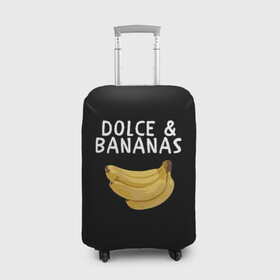Чехол для чемодана 3D с принтом Dolce and Bananas в Новосибирске, 86% полиэфир, 14% спандекс | двустороннее нанесение принта, прорези для ручек и колес | Тематика изображения на принте: banana | dolce and gabbana | банан | бананы | дольче и габбана | на английском | на иностранном | надписи на английском | надпись | прикольные надписи | слово | слоган | со словом | чёрно белая